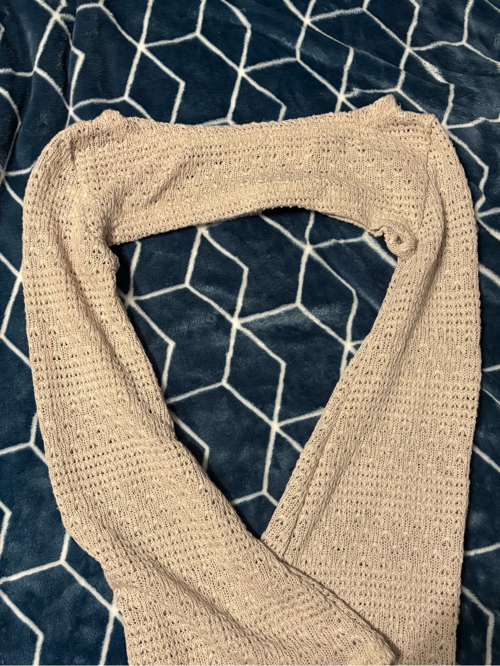 SHEIN Beige Off-Shoulder Open-Knit Sweater